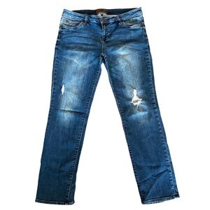 🧵 Kut from the Kloth Distressed Straight-Leg Jeans Size 14 • Medium Blue